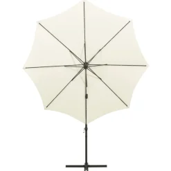 FinePRICE Riippuva aurinkovarjo 3 tangolla ja LED-valoilla 300 cm vihreä