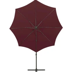 FinePRICE Riippuva aurinkovarjo 3 tangolla ja LED-valoilla 300 cm vihreä
