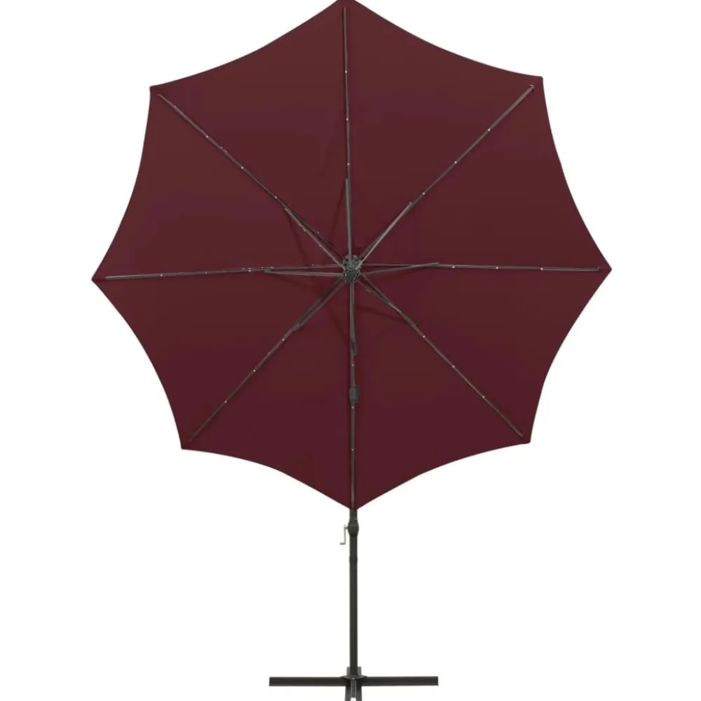 FinePRICE Riippuva aurinkovarjo 3 tangolla ja LED-valoilla 300 cm vihreä