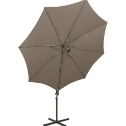 FinePRICE Riippuva aurinkovarjo 3 tangolla ja LED-valoilla 300 cm vihreä