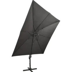 Clearance FinePRICE Riippuva aurinkovarjo 2 tangolla ja LED-valoilla 300 cm vihreä