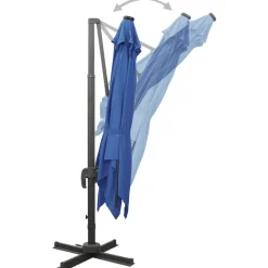 Clearance FinePRICE Riippuva aurinkovarjo 2 tangolla ja LED-valoilla 300 cm vihreä
