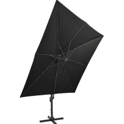 Clearance FinePRICE Riippuva aurinkovarjo 2 tangolla ja LED-valoilla 300 cm vihreä