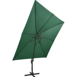 Clearance FinePRICE Riippuva aurinkovarjo 2 tangolla ja LED-valoilla 300 cm vihreä