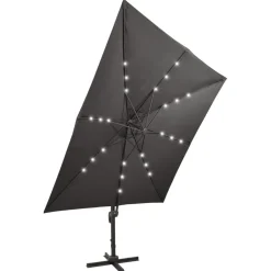 Clearance FinePRICE Riippuva aurinkovarjo 2 tangolla ja LED-valoilla 300 cm vihreä