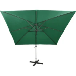 Clearance FinePRICE Riippuva aurinkovarjo 2 tangolla ja LED-valoilla 300 cm vihreä