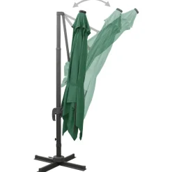 Clearance FinePRICE Riippuva aurinkovarjo 2 tangolla ja LED-valoilla 300 cm vihreä