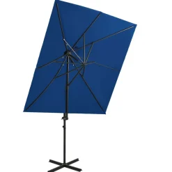 Discount FinePRICE Riippuva aurinkovarjo 2 tuplakatolla 250x250 cm taivaansininen