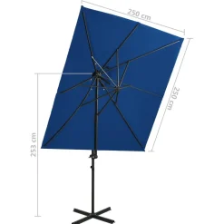 Discount FinePRICE Riippuva aurinkovarjo 2 tuplakatolla 250x250 cm taivaansininen