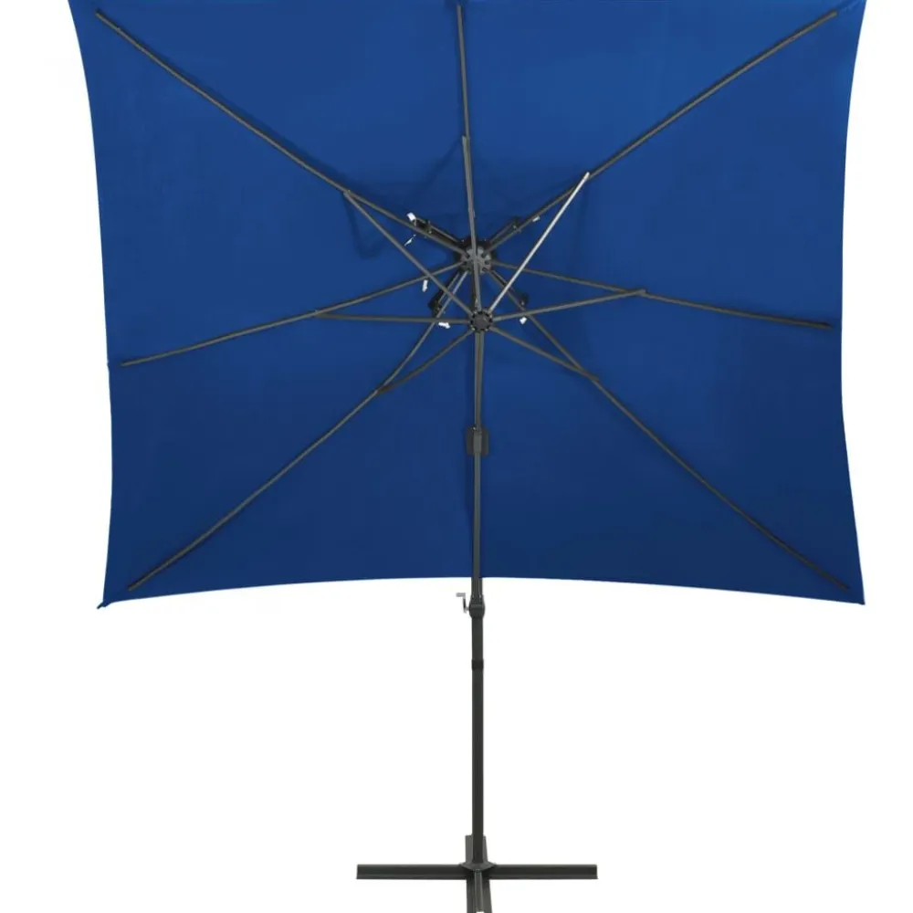 Discount FinePRICE Riippuva aurinkovarjo 2 tuplakatolla 250x250 cm taivaansininen