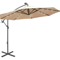 Sale FinePRICE Roikkuva päivänvarjo led-valoilla 300cm metallitanko hiekka