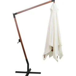Best FinePRICE Roikkuva päivänvarjo 300x300 cm puutanko valkoinen