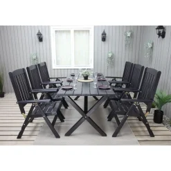 Outlet Baltic Garden Ruokailuryhmä Scottsdale 190cm pöytä + 6 tuolia musta