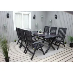 Outlet Baltic Garden Ruokailuryhmä Scottsdale 190cm pöytä + 6 tuolia musta
