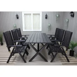 Outlet Baltic Garden Ruokailuryhmä Scottsdale 190cm pöytä + 6 tuolia musta