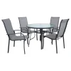 Outlet Home4you Ruokailuryhmä Everetø102cm + 4 tuolia, harmaa