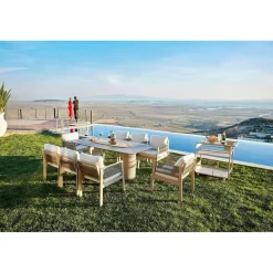 Sale Linento Garden Ruokailuryhmä Toscana Ceramic, 200x100cm pöytä + 8 tuolia, beige