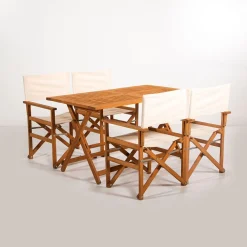 Outlet Linento Garden Ruokailuryhmä Rejisör, 4-istuttava, kerma/ruskea