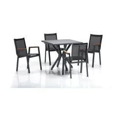 Clearance Linento Garden Ruokailuryhmä Samara 1, 4-istuttava, musta/harmaa