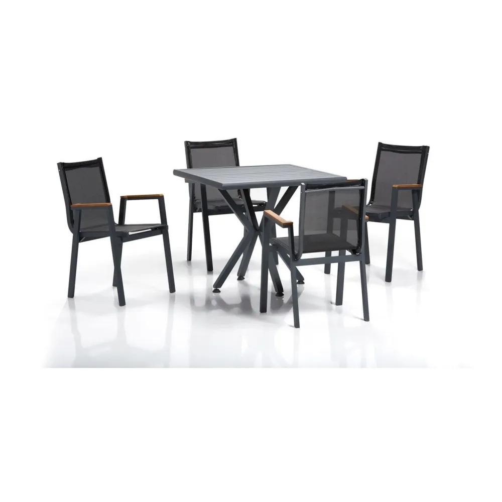Clearance Linento Garden Ruokailuryhmä Samara 1, 4-istuttava, musta/harmaa