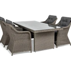 Discount Comfort Garden Ruokailuryhmä Marcus 200 cm pöytä + 4 nojatuolia ruskeanharmaa
