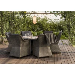 Discount Comfort Garden Ruokailuryhmä Marcus Ø140 cm pöytä + 6 nojatuolia ruskeanharmaa/harmaa