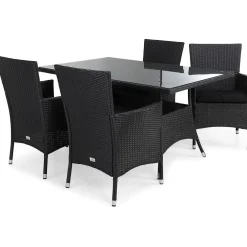 Comfort Garden Ruokailuryhmä Thor 4 Thor Lyx nojatuolia + mustat pehmusteet musta