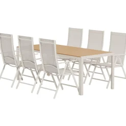Hot Venture Home Ruokailuryhmä ulos , beige Break-pöytä 205x90cm + 6 beigeä Break-tuolia