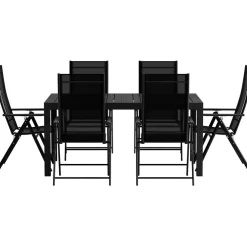 Discount Venture Home Ruokailuryhmä ulos , musta Capo-pöytä 160x100cm + 6 mustaa Levanzo-tuolia