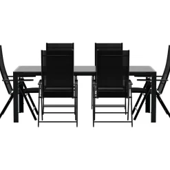 New Venture Home Ruokailuryhmä ulos , musta Break-pöytä 205x90cm + 6 mustaa Levanzo-tuolia