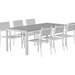 Best Venture Home Ruokailuryhmä ulos , harmaa Break-pöytä 205x90cm + 6 harmaata Copacabana-tuolia
