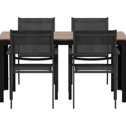 New Venture Home Ruokailuryhmä ulos , musta Break-pöytä 150x90cm + 4 mustaa Copacabana-tuolia