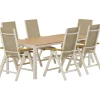 Clearance Venture Home Ruokailuryhmä ulos , beige Break-pöytä 205x90cm + 6 beigeä Panama-tuolia