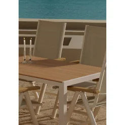 Clearance Venture Home Ruokailuryhmä ulos , beige Break-pöytä 205x90cm + 6 beigeä Panama-tuolia