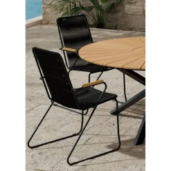 Discount Venture Home Ruokailuryhmä ulos , musta Mexico-pöytä Ø140cm + 4 mustaa Bois-tuolia