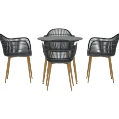 Best Venture Home Ruokailuryhmä Anafi, ø80cm , 4-istuttava, musta/ruskea