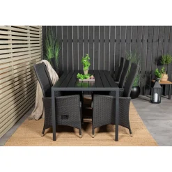 Best Venture Home Ruokailuryhmä , 205x90cm musta Break-pöytä + 6 mustaa Padova-säätötuolia