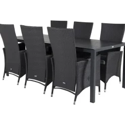 Best Venture Home Ruokailuryhmä , 205x90cm musta Break-pöytä + 6 mustaa Padova-säätötuolia