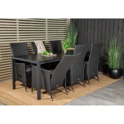 Best Venture Home Ruokailuryhmä , 205x90cm musta Break-pöytä + 6 mustaa Padova-säätötuolia