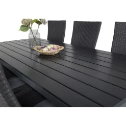 Best Venture Home Ruokailuryhmä , 205x90cm musta Break-pöytä + 6 mustaa Padova-säätötuolia