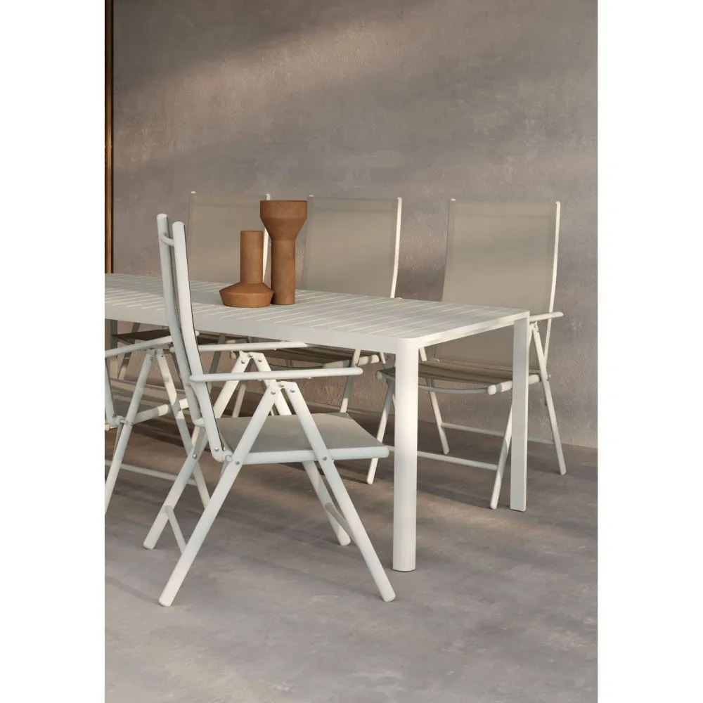 Clearance Venture Home Ruokailuryhmä , 200x90cm beige Giardini-pöytä + 4 beigeä Break-tuolia