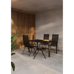 Discount Venture Home Ruokailuryhmä , 150x85cm musta Giardini-pöytä + 4 mustaa Levanzo-tuolia