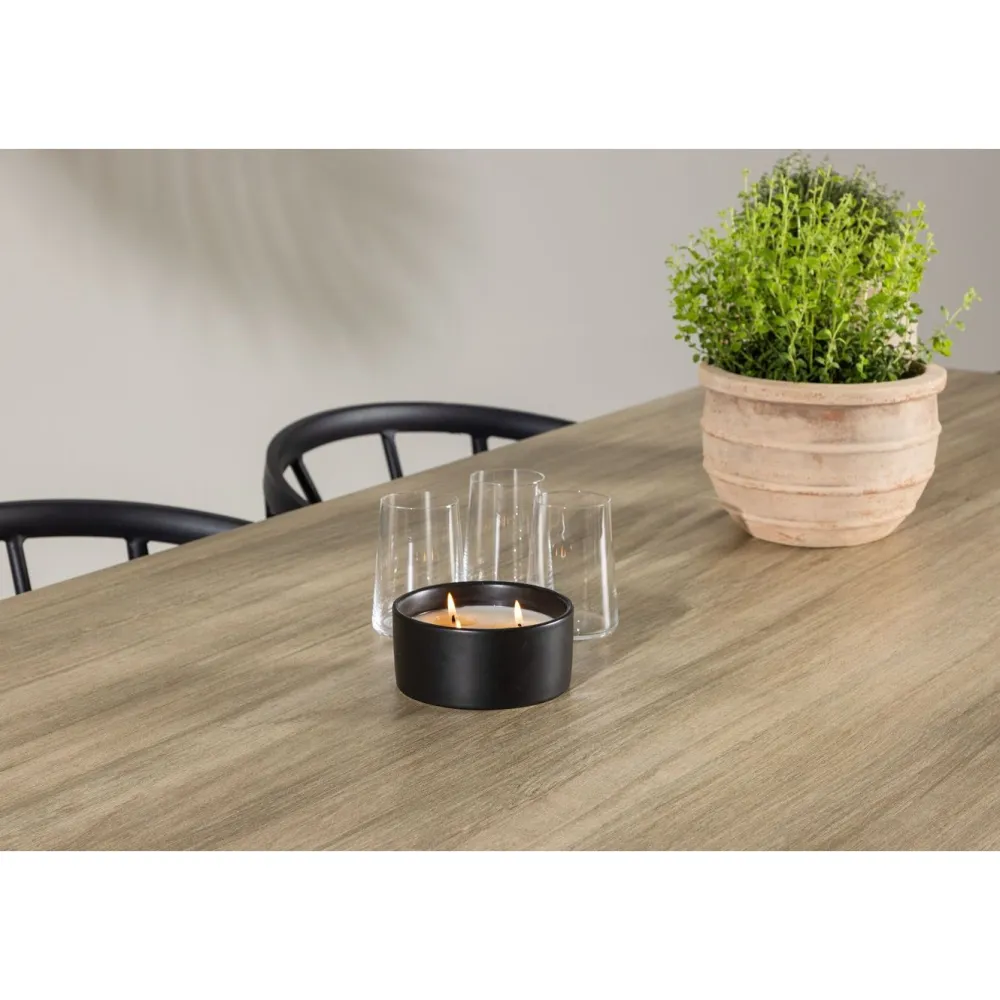 Clearance Venture Home Ruokailuryhmä , 200x90cm, beige/valkoinen Merlo-pöytä + 6 mustaa Stina-tuolia