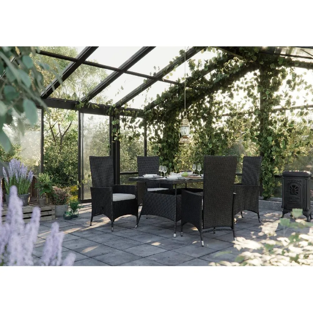 Discount Comfort Garden Ruokapöytä Thor 140cm 4-istuttava musta