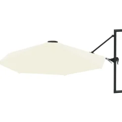 Best FinePRICE Seinäkiinnitteinen aurinkovarjo metallitangolla 300cm hiekka