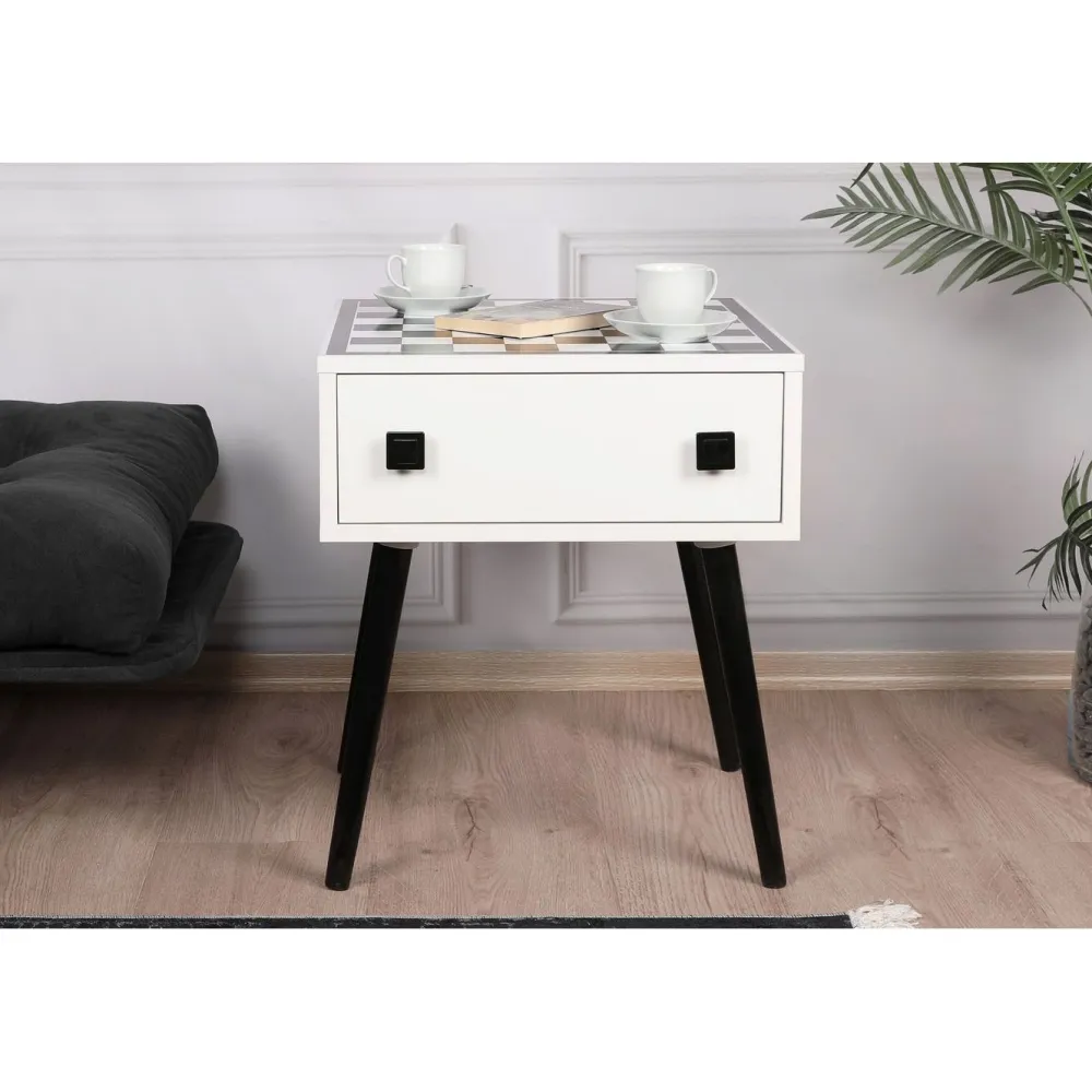 Linento Furniture Shakkipöytä Chesso, 50x50cm, musta/valkoinen