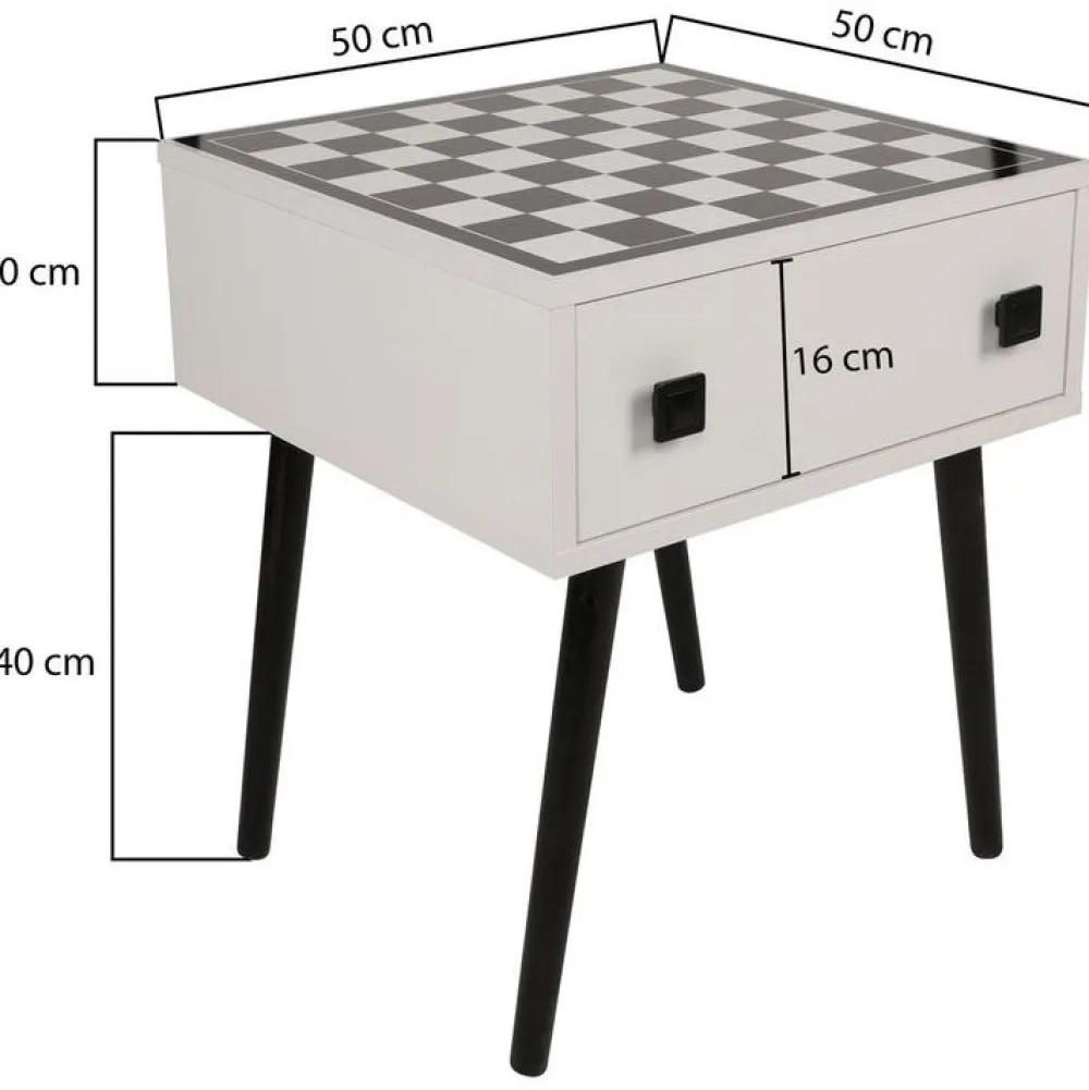 Linento Furniture Shakkipöytä Chesso, 50x50cm, musta/valkoinen