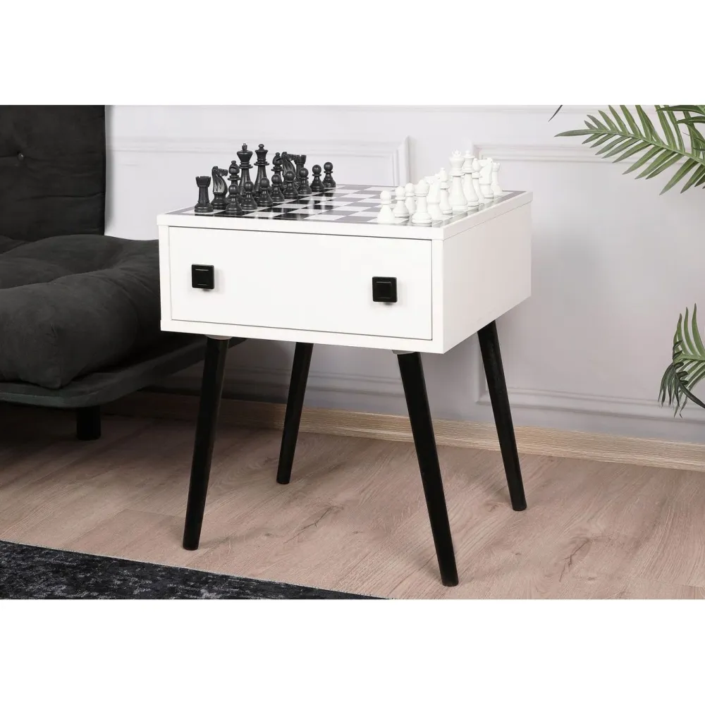 Linento Furniture Shakkipöytä Chesso, 50x50cm, musta/valkoinen