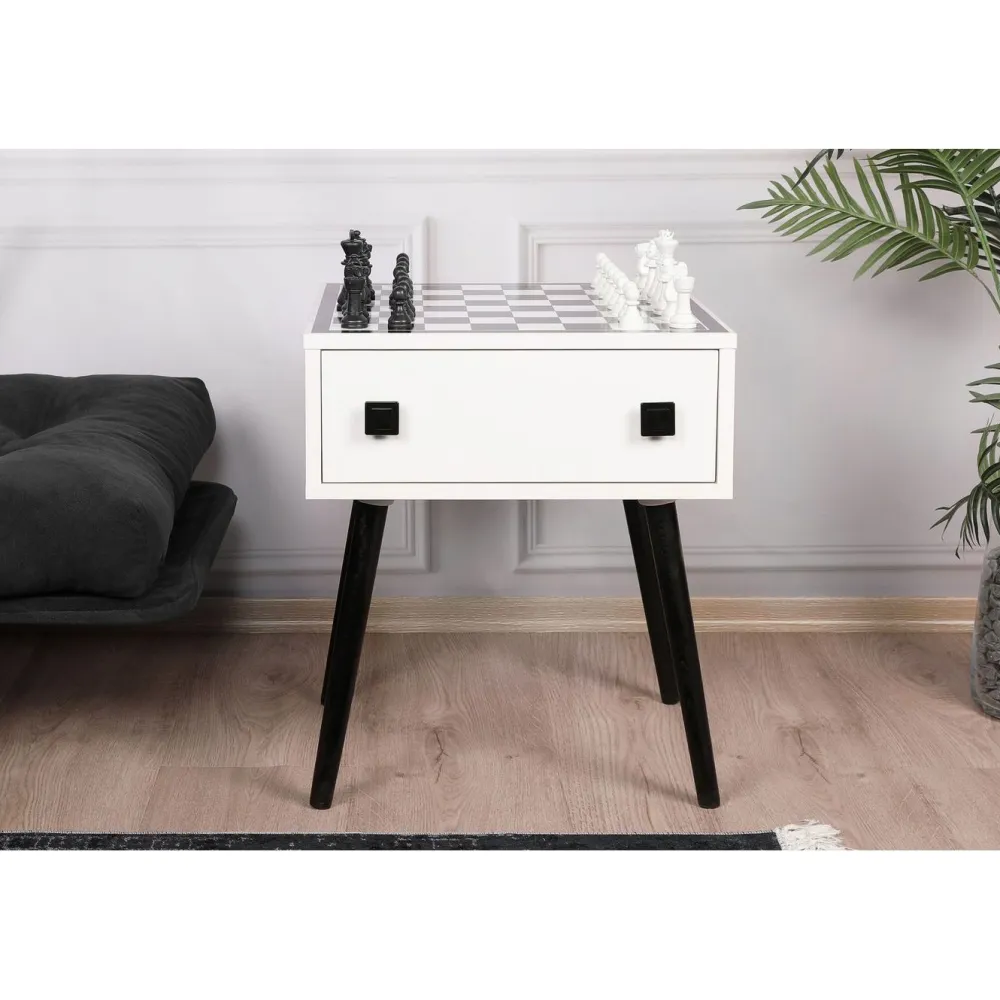 Linento Furniture Shakkipöytä Chesso, 50x50cm, musta/valkoinen