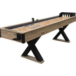 Nordcore Shuffleboard 2-IN-1, sis. 8 nappulaa, vahapullo, harja, 2 pistelaskuria ja keilaussetti, 9`